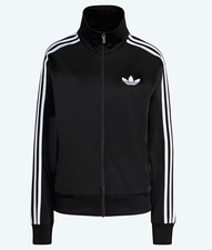 adidas Originals Women's Black/White 3-Stripes Full Zip Collared Track Jacket M