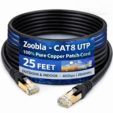 Cat 8 Ethernet Cable 40Gbps 2000MHz,Heavy Duty High-Speed Flat LAN Network Cable