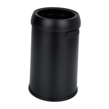 65L/17 Gal Commercial Trash Can, Round Open Top Trash Can, Large Black-Open Top