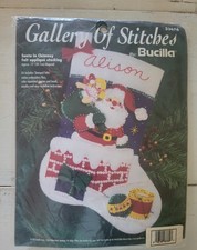 Bucilla Felt Christmas Stocking Craft Kit Applique Santa Gallery Of Stitches NOS