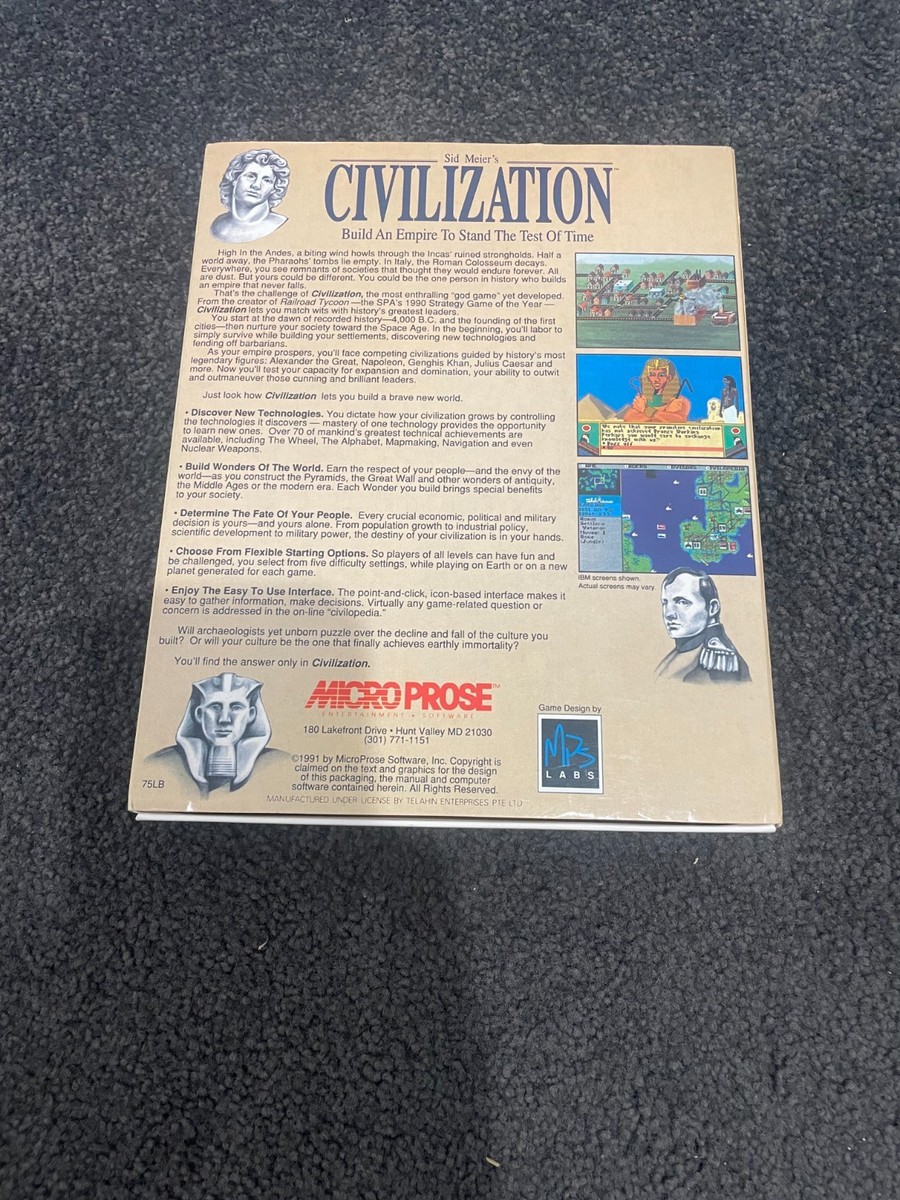 Sid Meier's Civilization (PC, 1991) for sale online | eBay