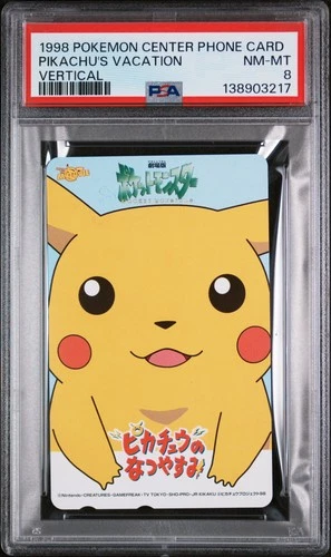 1998 POKEMON CENTER PHONE CARD VERTICAL PIKACHU'S VACATION PSA 8