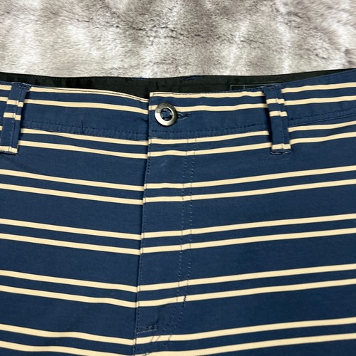 Volcom Shorts Mens 38 Blue Gold Striped Golf Beach Quick Dry - Picture 10 of 12