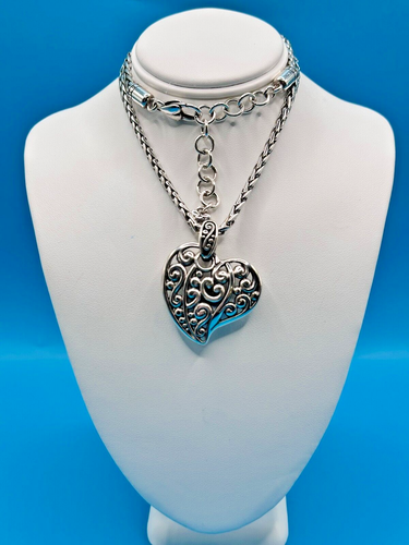 Brighton Necklace Bibi Lopsided Heart Retired Silver-Plated Hang Tag