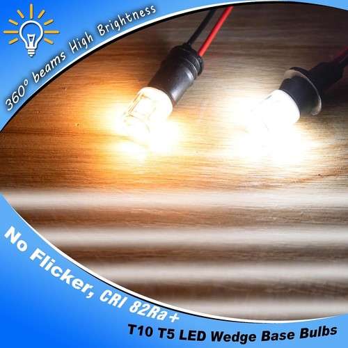 T5 T10 LED Wedge Base Bulbs, 2700K Warm White 2 Watts Equivalent 11W 18W Incande - Picture 5 of 7