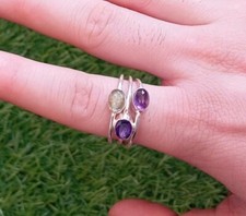 Amethyst  Labradorite 925 Sterling Silver Handmade Gemstone Ring Women's Ring