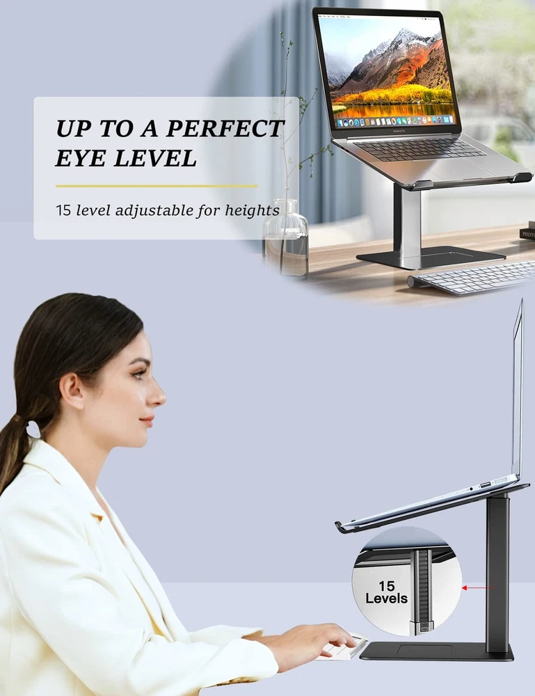 Laptop Stand for Desk, Ergonomic Sitting and Standing Laptop Riser for Notebo...