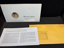 Postmasters Of America Boston Tea Party First Day, .80oz 925 Silver Proof 1.32 per troy oz