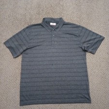 Grand Slam Polo Shirt Mens Large Gray Striped Short Sleeve
