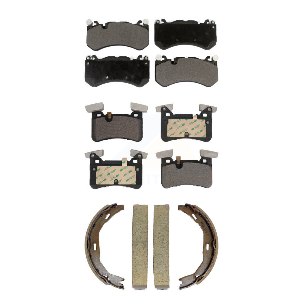 Front & Rear Ceramic Brake Pads Parking Shoes Kit for Mercedes-Benz C63 AMG