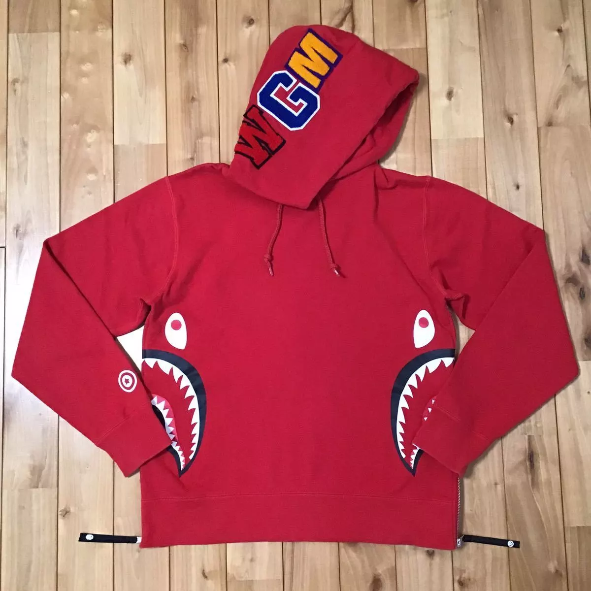 BAPE Shark side zip hoodie Red A Bathing Ape Size M | eBay