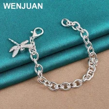 925 Sterling Silver Dragonfly Bracelet for Women - Zircon Pendant Jewelry Gift