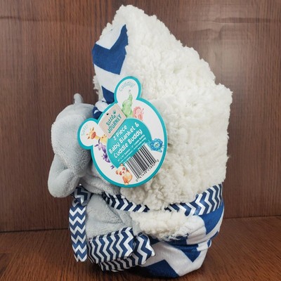 New 2pc Baby Boy Set: Elephant Lovey u0026amp; Blue Sherpa Blanket ~ Aldi  Little Journey | eBay