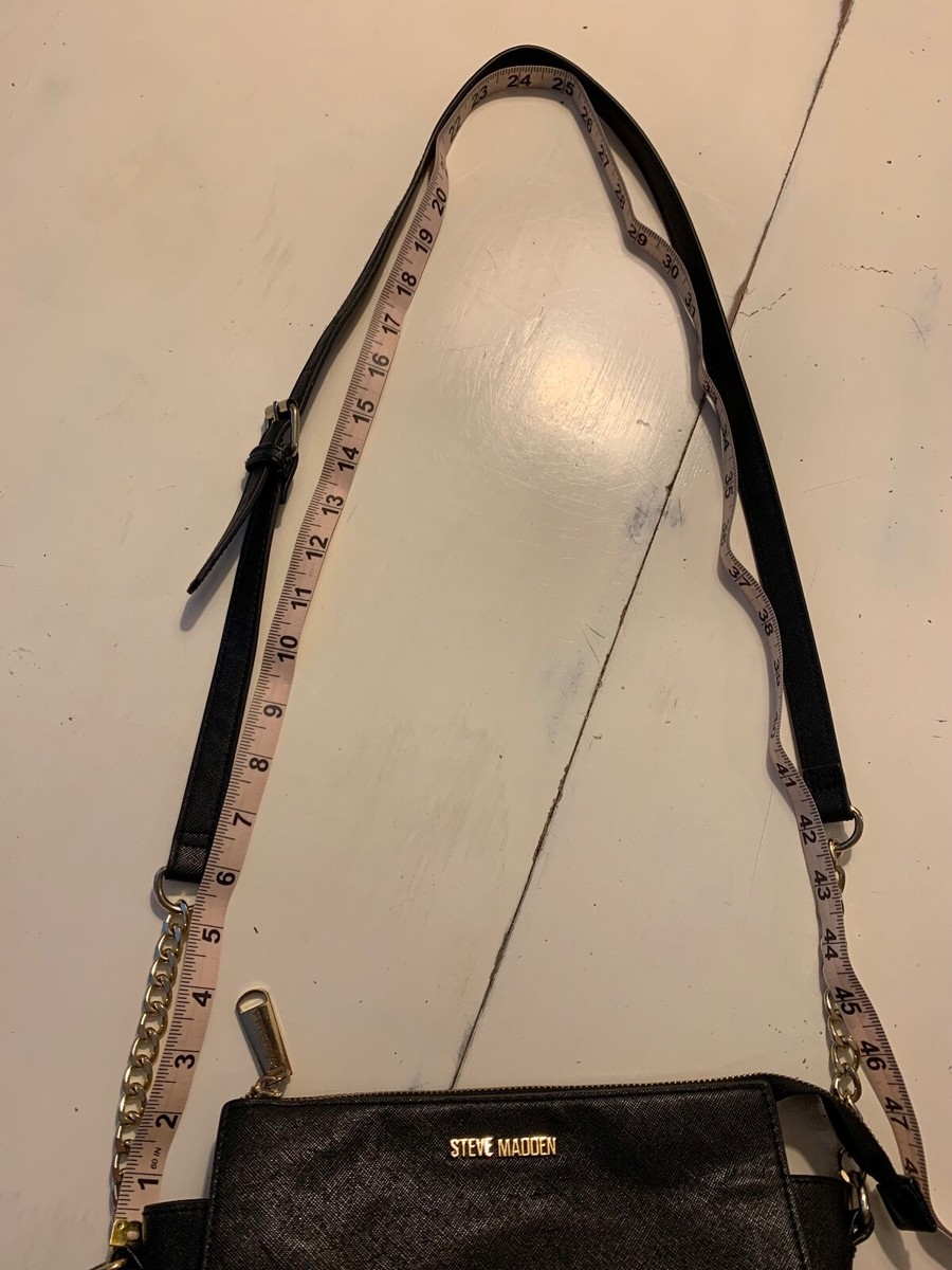Steve Madden Black Crossbody Bag Gold Chain Adjustable Strap