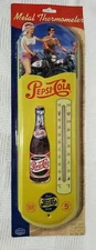Pepsi Cola Indoor Outdoor Metal Tin Thermometer Motorcycle Mancave Garage