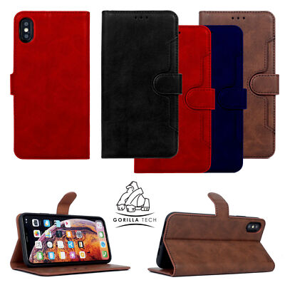Gorilla Tech Leder Flip Wallet Case für Galaxy + iPhone 16,15,/Pro/Pro Max