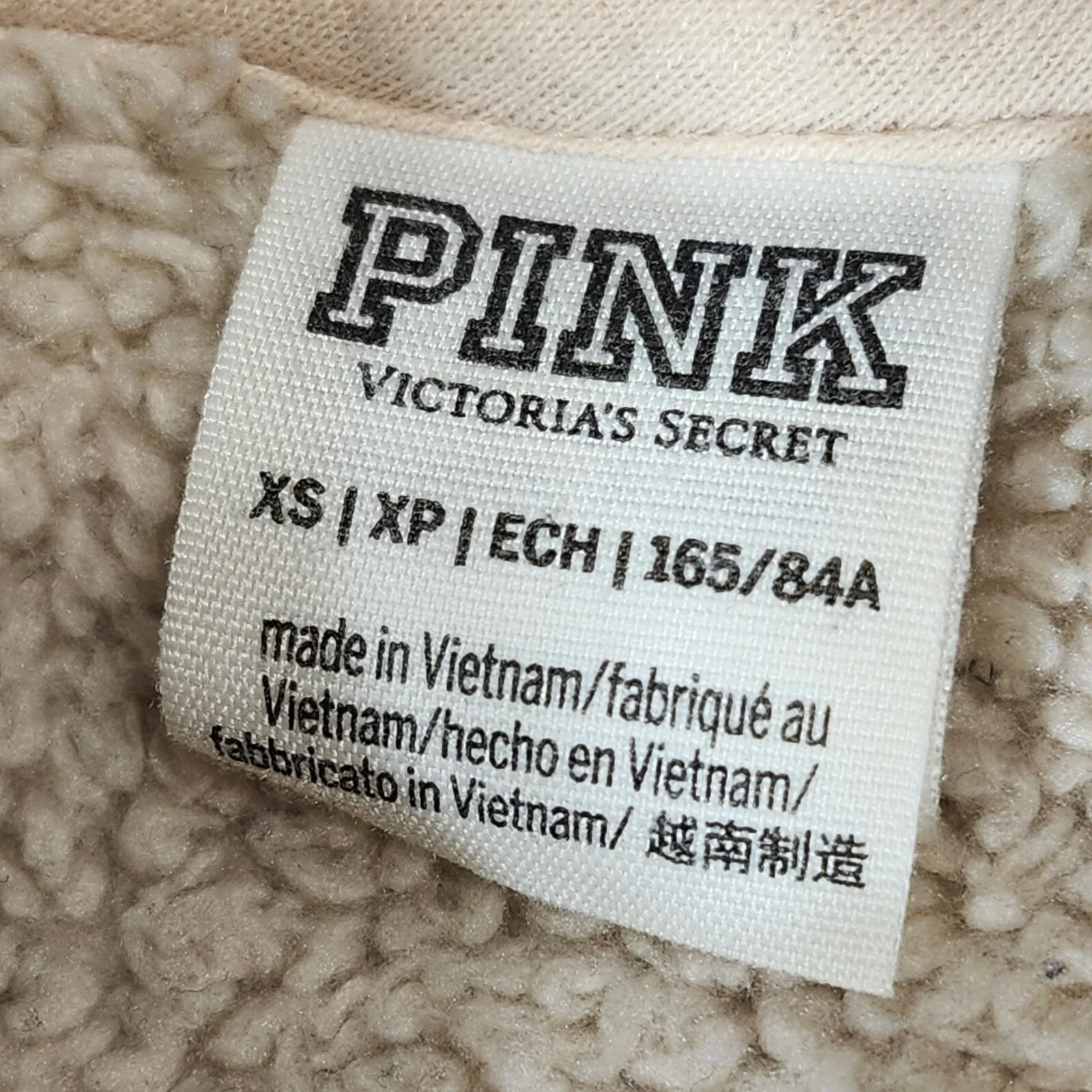 VETEMENTS Felpa donna Victoria's Secret taglia XS beige sherpa con cappuccio tunica tasca