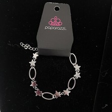 Paparazzi Fashion Jewelry Stars And Sparks Silver Tone Adjustable Bracelet