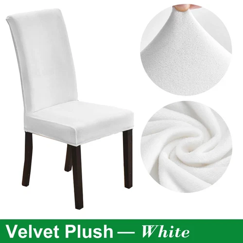 Velvet Chair Cover for Dining Room Elastic Thick Velvet Chair Cover 1/4/6/8 Pcs - Picture 36 of 42