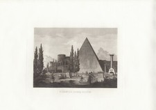 PYRAMID OF CAIUS CESTIO, by MOSCHETTI, large copper engraving, 1855