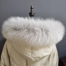 100%Real Fox Fur Collar Genuine Scarves Winter Jackets Hood Trim Warm Shawl 75cm