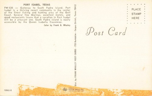 Port Isabel TX Texas, puerta de entrada a South Padre Island, postal vintage - Imagen 2 de 2