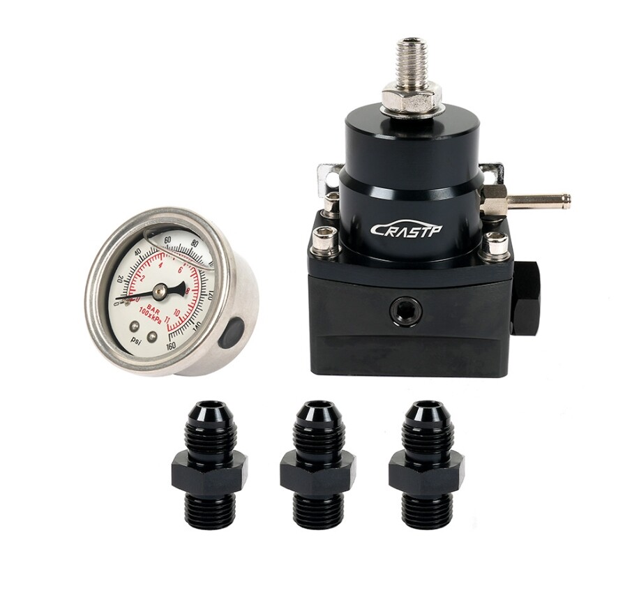High-Performance 30-70 PSI Universal EFI Fuel Pressure Regulator Kit with Oil Gauge and AN6 Fittings