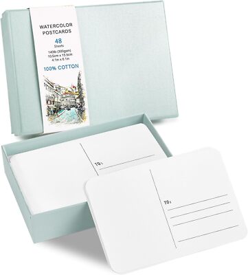 48 Sheets 4x6 Watercolor Postcards, 140lb/300gsm Blank Postcards Watercolor Pape