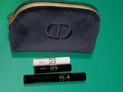 Authentic 3 piece Dior Mascara Gift Set with Velvet Blue Bag! BNIB