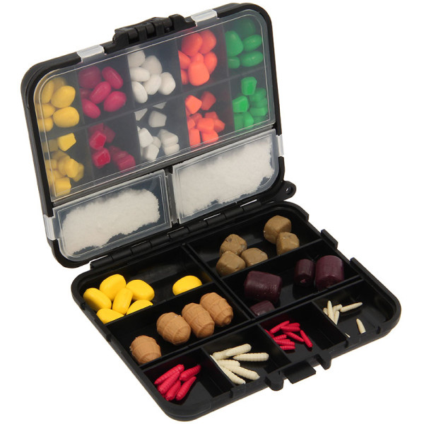 CARP FISHING FAKE CORN BREAD 155pc ARTIFICIAL KLONE BAIT + TACKLE BOX NGT