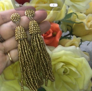 $185 Valentino Vtg Gold Tone Gold & Bead Tassel Drop Earrings Gold Tone