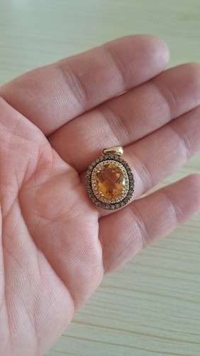 Le Vian 14K Honey Gold Citrine Chocolate & Vanilla Diamond Pendant - Beautiful - Picture 5 of 10