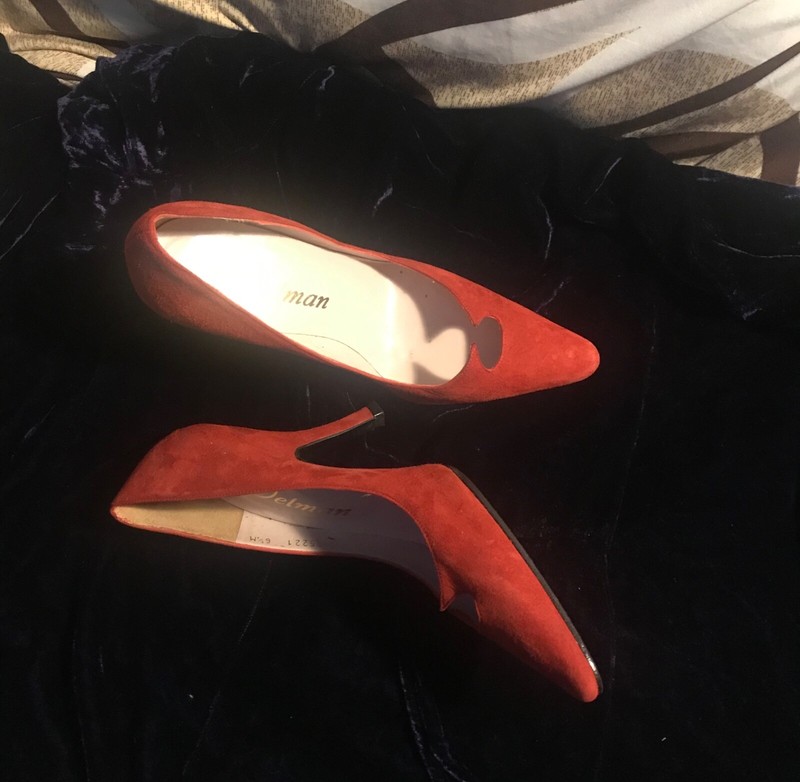 Delman  LEATHER Shoes RED HEELS SZ 61/2 6.5 36.5