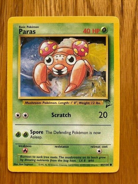 Pokemon Card PARAS 85/130 - Never Played