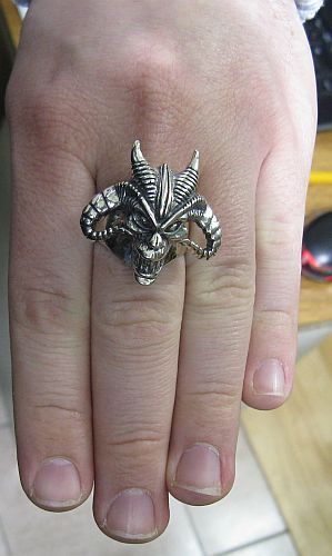 Sterling Silber Ring Teufel Schädel Solide Punziert 925 Handgefertigt