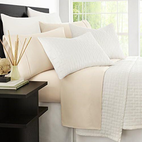 KING Bamboo Comfort 1800 Series DEEP POCKET Luxury 6 piece King Sheet Set Ivory