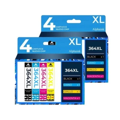 ALPHAINK 8 CARTUCCE PER HP 364XL CON CHIP PHOTOSMART B010A B110A C309A B210A 5510 5515