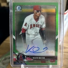 Kevin Maitan 2018 Bowman Chrome Prospect GREEN Refractor Auto #/99  LA ANGELS
