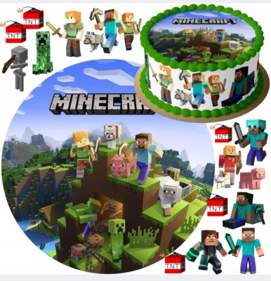 Pixel 20cm TNT Essbar Party Tortenaufleger Torte Geburstag Zuckermasse Quadrate