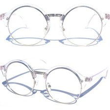 Classic Retro Round Half Frame Brow Line Clear Lens Glasses Transparent Crystal