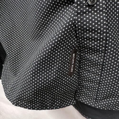 Michael Kors Men’s Button Up Shirt Black Polka Dot Large Long Sleeve - Picture 8 of 13