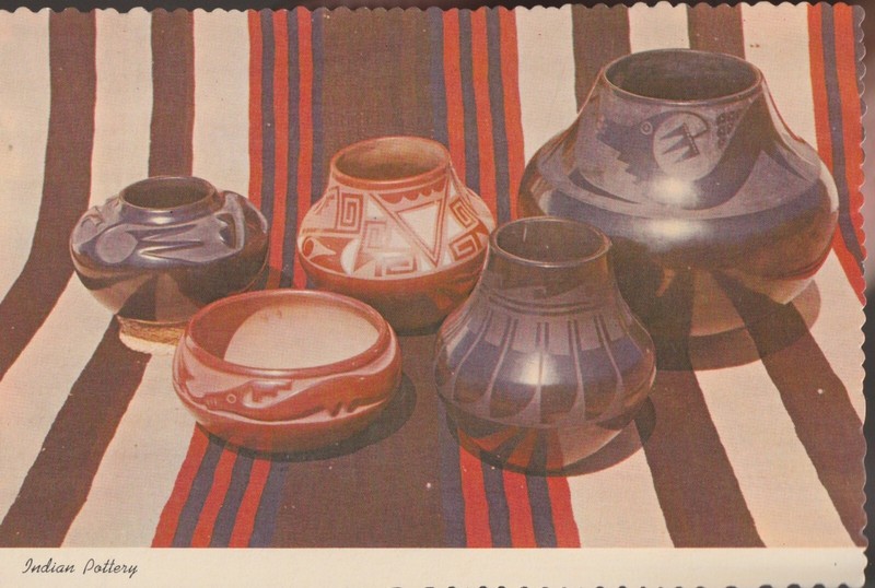 Vintage Unposted Postcard "Indian Pottery, Laboratory of Anthropology Collection