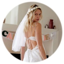 xo, Fetti Bachelorette Party Flower Hair Crown Veil - Iridescent 