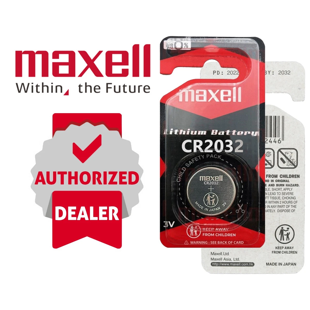 Maxell CR1616 3V Lithium Coin Button Battery - DL1616  ECR1616  KCR1616  BR1616
