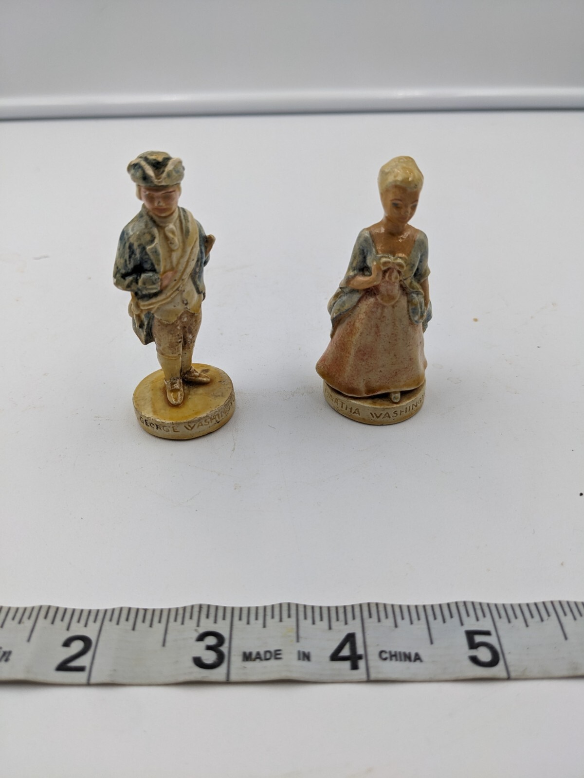 Sebastian GEORGE & MARTHA WASHINGTON Mini Figurines Painted Porcelain Vintage