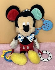 Disney Baby Mickey Mouse Activity Stroller/Car Seat Toy Teething Ring EUC