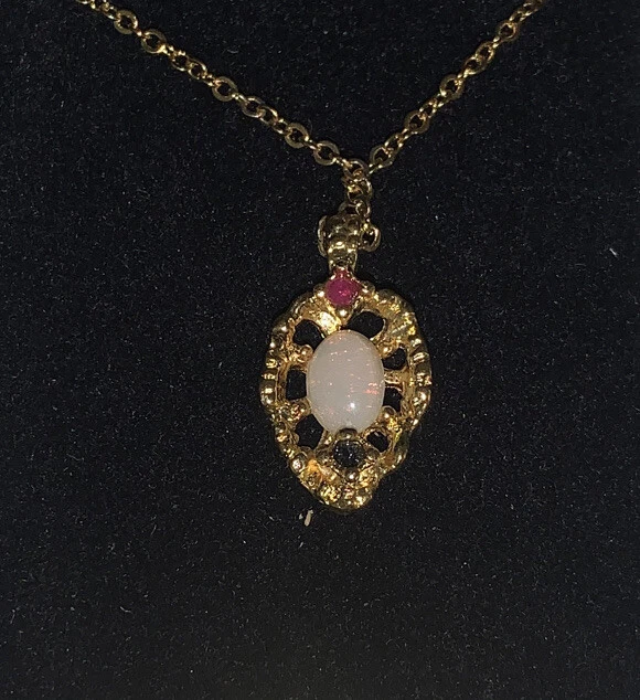 Van Doran Genuine Ruby Sapphire And Opal Necklace In original Box