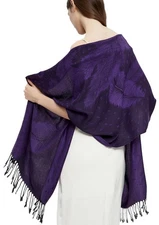 Pashmina Shawl Wrap with Ethnic Paisley Two Tone Jacquard Scarf for Women