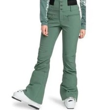 Women's High Rise Snowboard Ski Winter Pants Medium Flared Dark Green Roxy NWT