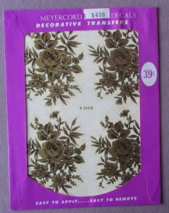 Vintage Meyercord Decal Decorative Transfers of Gold Roses MidCentury X 545-B